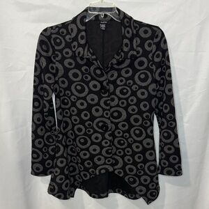 Mantis Black and Gray Circle Pattern Sweater Blazer Tunic